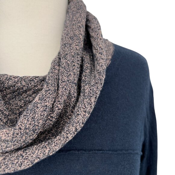 Skunkfunk Navy Long-Sleeve Knit Top With Textured Cowl Neck Size 4 - Picture 3 of 13